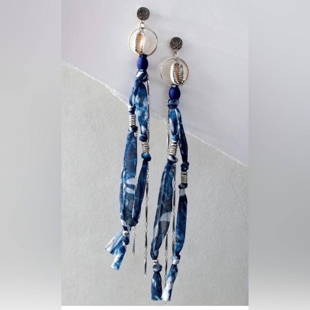 Boho Blue Shell Drop Earrings free people